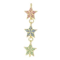 Cubic Zirconia Micro Pave Brass Connector, Star, gold color plated, fashion jewelry & DIY & micro pave cubic zirconia & for woman, multi-colored, 37mm Approx 0.5mm 