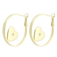 Brass Hoop Earring, gold color plated, fashion jewelry & micro pave cubic zirconia & for woman, golden 