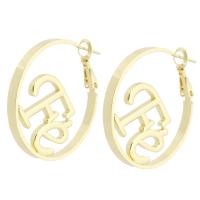 Brass Hoop Earring, Round, gold color plated, fashion jewelry & for woman, golden 