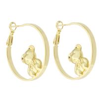 Brass Hoop Earring, Round, gold color plated, fashion jewelry & for woman, golden 