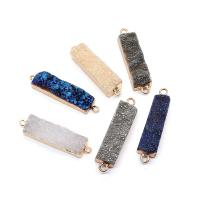 Eisquarz Achat Schmuckverbinder, mit Messing, Rechteck, goldfarben plattiert, druzy Stil & DIY & 1/1-Schleife, keine, 11x45mm, verkauft von PC