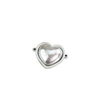 Stainless Steel Charm Connector, 304 Stainless Steel, Heart, DIY & 1/1 loop, original color 