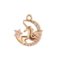 Cubic Zirconia Micro Pave Brass Pendant, high quality gold color plated & micro pave cubic zirconia 