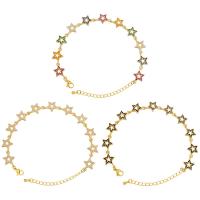 Cubic Zirconia Micro Pave Brass Bracelet, Star, gold color plated, micro pave cubic zirconia & for woman & hollow 230mm 