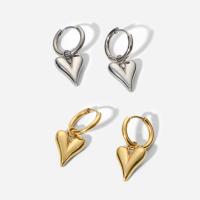 Huggie Hoop Drop Earring, 304 Stainless Steel, Heart, plated, for woman 