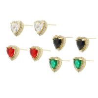 Cubic Zirconia Micro Pave Brass Earring, gold color plated, fashion jewelry & micro pave cubic zirconia & for woman 