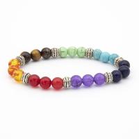 Pulsera de Piedras Preciosas, con aleación de zinc, chapado en color de plata, Joyería & para hombre, color mixto, 8mm, longitud:aproximado 19 cm, Vendido por UD