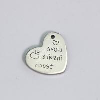 pendentifs de cœur en inox , Acier inoxydable 304, coeur, poli, DIY, couleur originale Vendu par PC