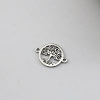 Stainless Steel Charm Connector, 304 Stainless Steel, Tree, polished, DIY & 1/1 loop, original color 