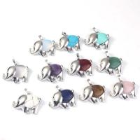 Gemstone Zinc Alloy Pendants, with Gemstone, Elephant & Unisex 