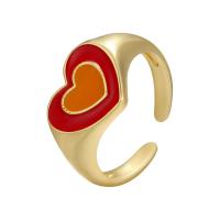 Messing Manschette Fingerring, Herz, goldfarben plattiert, Einstellbar & für Frau & Emaille, keine, 21mm, verkauft von PC