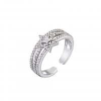 Cubic Zirconia Micro Pave Brass Finger Ring, plated, Adjustable & micro pave cubic zirconia & for woman 