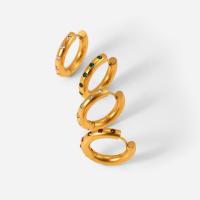 Acier titane Huggie Anneau d'oreille, Placage de couleur d'or, pavé de micro zircon & pour femme, plus de couleurs à choisir, 21.3mm, Vendu par paire