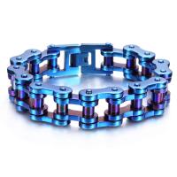 Partículas de acero Pulsera, chapado, para hombre, azul, longitud:aproximado 9.25 Inch, Vendido por UD