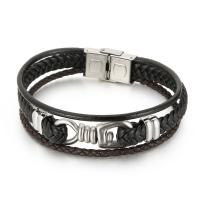 Acier titane bracelet, avec vachette cordon, Placage, multicouche & teints & pour homme, plus de couleurs à choisir, Vendu par PC