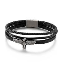 Acier titane bracelet, avec vachette cordon, Placage, multicouche & teints & pour homme, plus de couleurs à choisir Environ 8.26 pouce, Vendu par PC