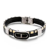 Acier titane bracelet, avec vachette cordon, Placage, teints & pour homme, plus de couleurs à choisir Environ 8.26 pouce, Vendu par PC