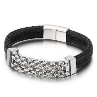 Acier titane bracelet, avec vachette cordon, Placage, teints & pour homme, plus de couleurs à choisir Environ 8.46 pouce, Vendu par PC