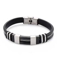 acier inoxydable 316L bracelet, avec vachette cordon, pour homme, plus de couleurs à choisir Environ 8.26 pouce, Vendu par PC