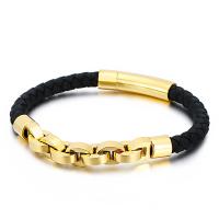 acier inoxydable 316L bracelet, avec vachette cordon, pour homme, plus de couleurs à choisir Environ 8.26 pouce, Vendu par PC