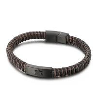 Acier titane bracelet, avec vachette cordon, Placage, teints & pour homme, plus de couleurs à choisir Environ 8.46 pouce, Vendu par PC