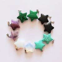 Gemstone Zinc Alloy Pendants, with Gemstone, Star, fashion jewelry & for woman 20mm 