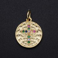 Cubic Zirconia Micro Pave Brass Pendant, gold color plated, Unisex & micro pave cubic zirconia 