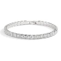 Cubic Zirconia Micro Pave Brass Bracelet, plated, Unisex & micro pave cubic zirconia .09 Inch 