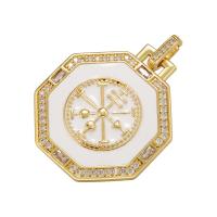 Cubic Zirconia Micro Pave Brass Pendant, gold color plated & micro pave cubic zirconia & enamel 