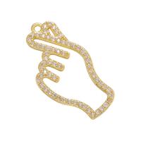 Cubic Zirconia Micro Pave Brass Pendant, Hand, plated, micro pave cubic zirconia & hollow 