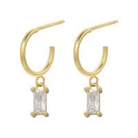 Cubic Zirconia Micro Pave Brass Earring, gold color plated, micro pave cubic zirconia & for woman 