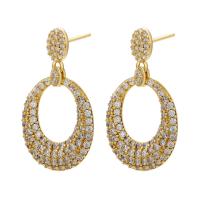 Cubic Zirconia Micro Pave Brass Earring, plated, micro pave cubic zirconia & for woman 