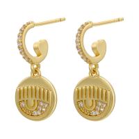 Cubic Zirconia Micro Pave Brass Earring, plated, micro pave cubic zirconia & for woman 