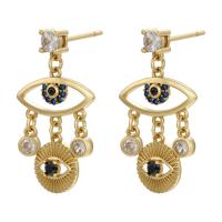 Cubic Zirconia Micro Pave Brass Earring, plated, micro pave cubic zirconia & for woman 