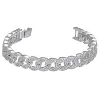 Cubic Zirconia Micro Pave Brass Bracelet, plated, micro pave cubic zirconia & for woman 185mm 