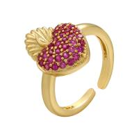 Cubic Zirconia Micro Pave Brass Finger Ring, plated, Adjustable & micro pave cubic zirconia & for woman 