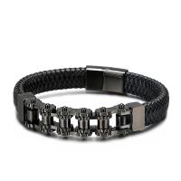 Acier titane bracelet, avec vachette cordon, Placage, teints & pour homme, plus de couleurs à choisir Environ 8.26 pouce, Vendu par PC