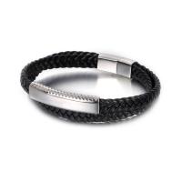 Acier titane bracelet, avec vachette cordon, Placage, teints & pour homme, plus de couleurs à choisir Environ 8.46 pouce, Vendu par PC