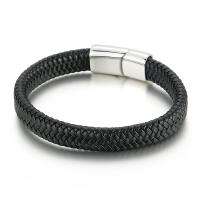 Los hombres de la pulsera y del brazalete, Partículas de acero, con cable de piel de vaca, para hombre, color original, longitud:aproximado 8.26 Inch, Vendido por UD