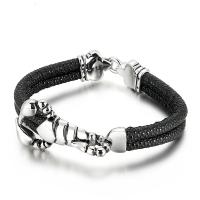 Acier titane bracelet, avec vachette cordon, pour homme, couleur originale Environ 8.66 pouce, Vendu par PC