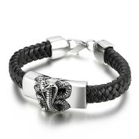 Acier titane bracelet, avec vachette cordon, styles différents pour le choix & pour homme, noire Environ 8.66 pouce, Vendu par PC