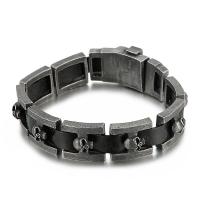 Acier titane bracelet, avec vachette cordon, pistolet noir plaqué, teints & pour homme, noire Environ 9.44 pouce, Vendu par PC