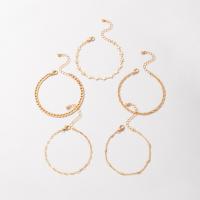 Moda pulseras de la aleación de Zinc, con 5.5cm extender cadena, chapado en color dorado, 5 piezas & Joyería & para mujer, dorado, longitud:17 cm, Vendido por Set