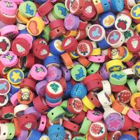 Polymer Clay Jewelry Beads, Flat Round, DIY, mixed colors, 10mm, Approx 