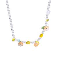 Collier en cristal, avec Oeil de chat & résine, avec 5.3cm chaînes de rallonge, fleur, bijoux de mode & pour femme, multicolore Environ 37 cm, Vendu par PC