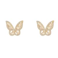 Cubic Zirconia Micro Pave Brass Earring, Butterfly, high quality plated, fashion jewelry & micro pave cubic zirconia & for woman 