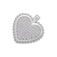 Cubic Zirconia Micro Pave Brass Pendant, Heart, plated, micro pave cubic zirconia 