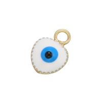 Mode Evil Eye Pendentif, laiton, coeur, Placage de couleur d'or, émail, plus de couleurs à choisir Vendu par PC