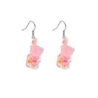 Resin Zinc Alloy Earring, with Zinc Alloy, Bear, cute & for woman 