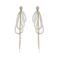 Boucle d'oreille en alliage de zinc en plastique perle, avec perle de plastique, Placage de couleur d'or, bijoux de mode & pour femme Vendu par paire